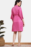 Zivame Checkered Sheen Woven Robe - Pink Yarrow — thumbnail 4